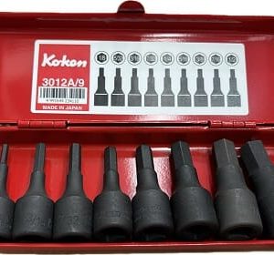 Koken 3012A/9 Inhex Socket Set In Case 9pc 3/8"Dr 1/8"-1/2"