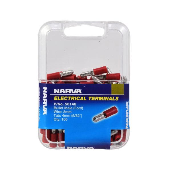 MALE BULLET TERMINAL RED 4mm PK100