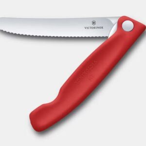 Victorinox Folding Picnic Knife  Wavy Blade Red Handle
