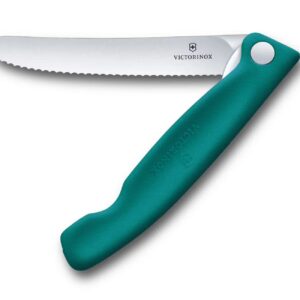 Victorinox Folding Picnic Knife Wavy Blade New Green Handle