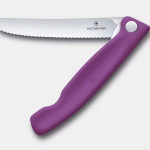 Victorinox Folding Picnic Knife Wavy Blade  Purple Handle