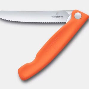 Victorinox Folding Picnic Knife Wavy Blade  Orange Handle