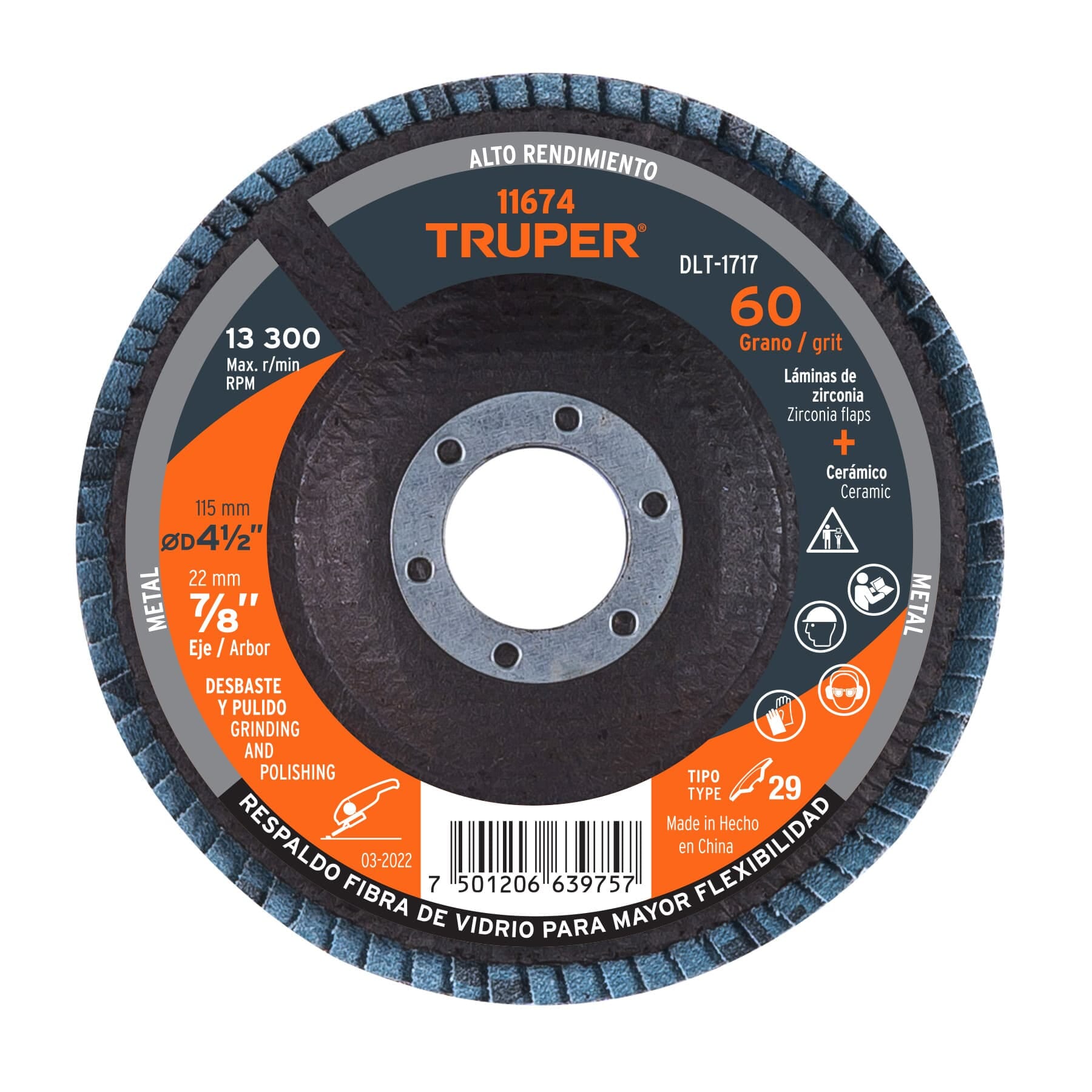 Truper Sanding Flap Disc for Grinder 115mm 60g