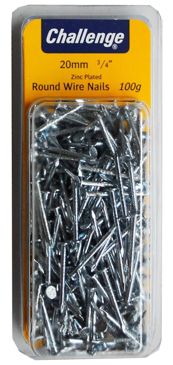 Challenge Flathead Wire Nails ZP - 100gm Blister Pack 20mm