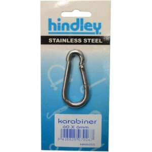 Hindley Karabiner Pear Shape Stainless Steel 60mm x 6mm Carded