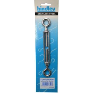 Hindley Turnbuckle Open Body Stainless Steel Eye & Eye 8mm Carded