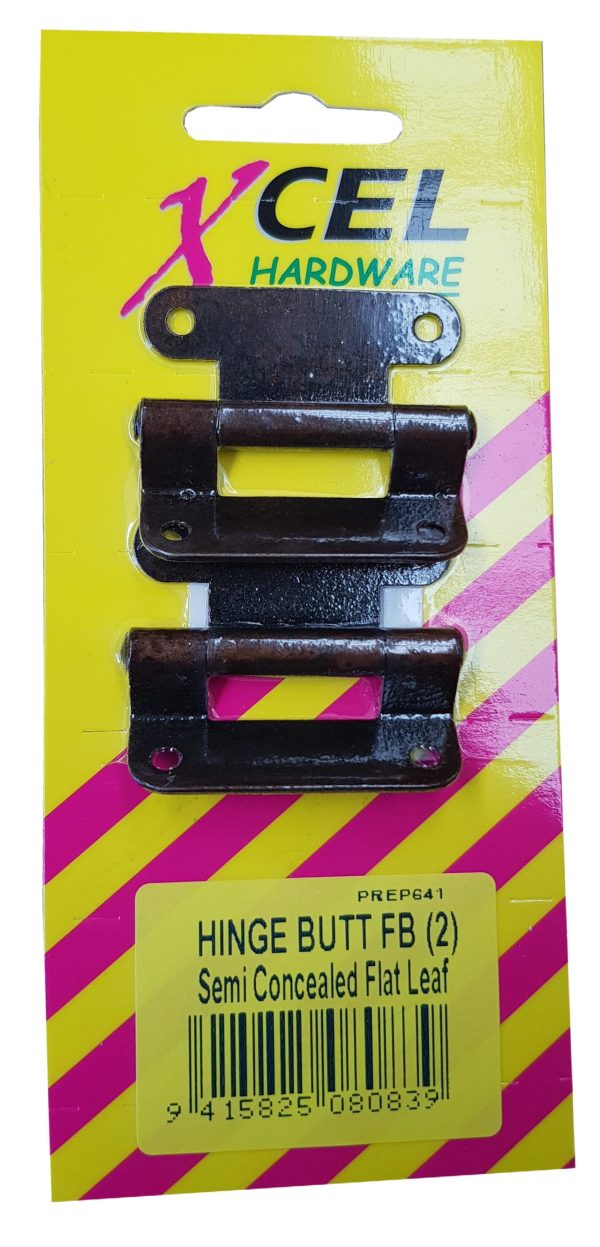 Xcel Semi-Concealed Hinges - FB Flat Leaf 2-pce Carded