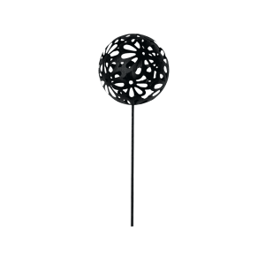 Omni Black Floral Sphere With Stake - Small (12 Per Set)