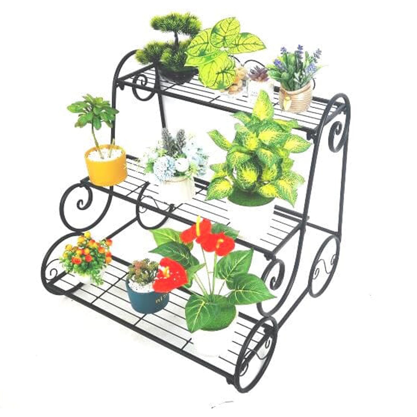 Omni Stand Plant Iron 3 Tier Black