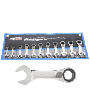 SPANNER SET - ROE GEARDRIVE/QUAD DRIVE REVERSIBLE STUBBY METRIC 11PC