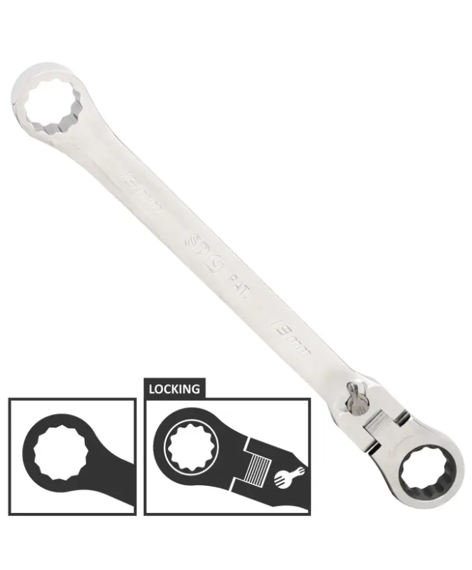 SPANNER DOUBLE RING GEARDRIVE FLEX HEAD METRIC 12MM