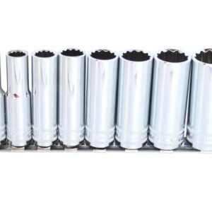 SOCKET RAIL - 3/8DR DEEP 12PT 8PC SAE