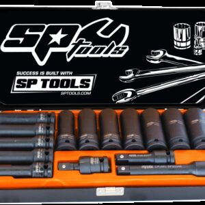 SOCKET SET IMPACT 1/2DR DEEP 6PT 15PC METRIC