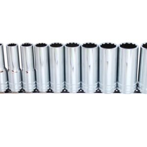 SOCKET RAIL 1/2DR DEEP 12PT 12PC METRIC