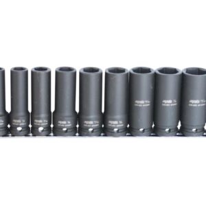 SOCKET RAIL IMPACT 1/2"DR DEEP 6PT 11PC SAE