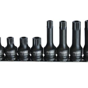 SOCKET RAIL IMPACT 1/2DR TAMPER SPLINE 8PC