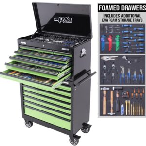TOOLKIT 417PC METRIC/SAE - SUMO SERIES 14 DRAWER BLACK/GREEN FOAMED