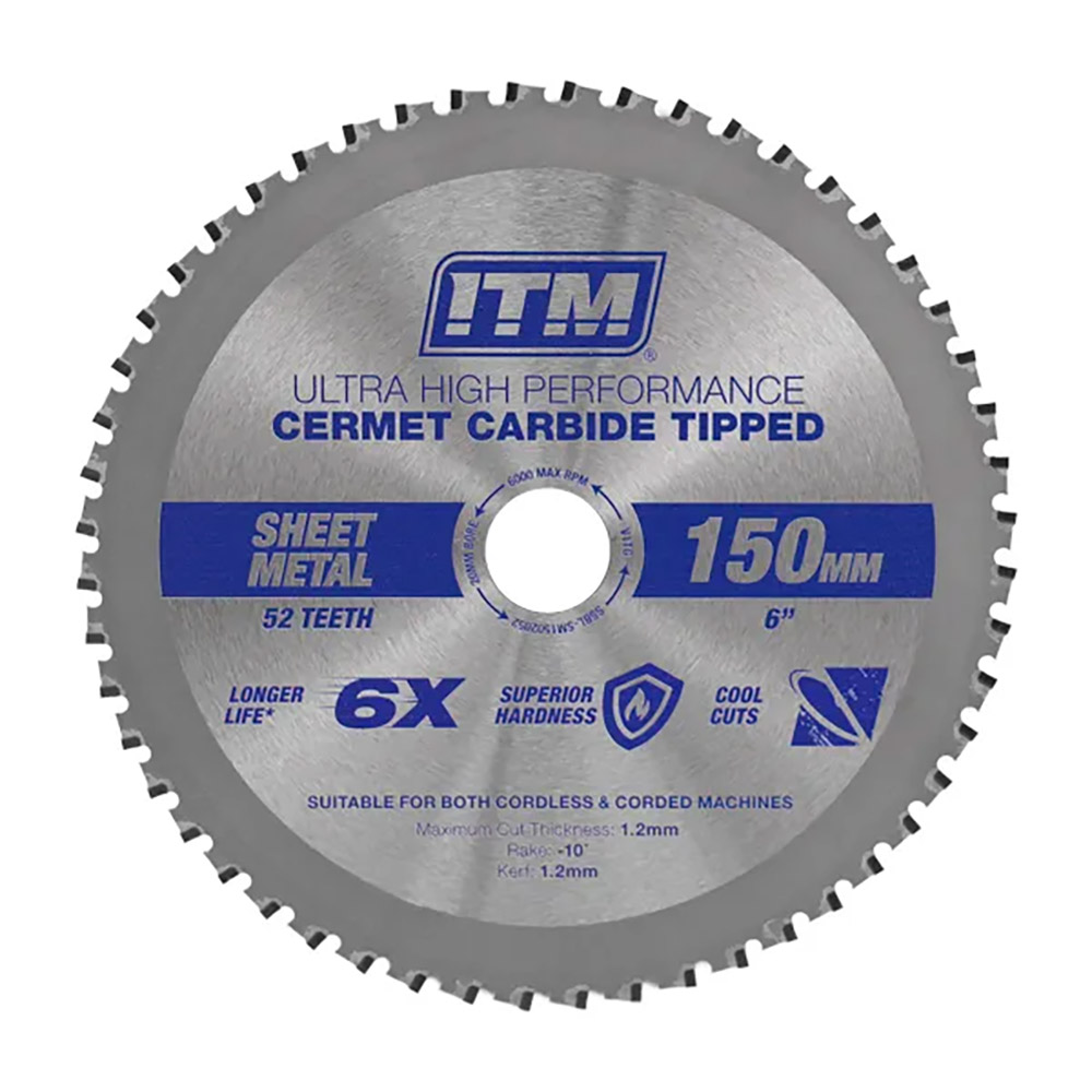 ITM 150mm Sheet Metal Cutting Blade Cermet CarbideTipped 52T