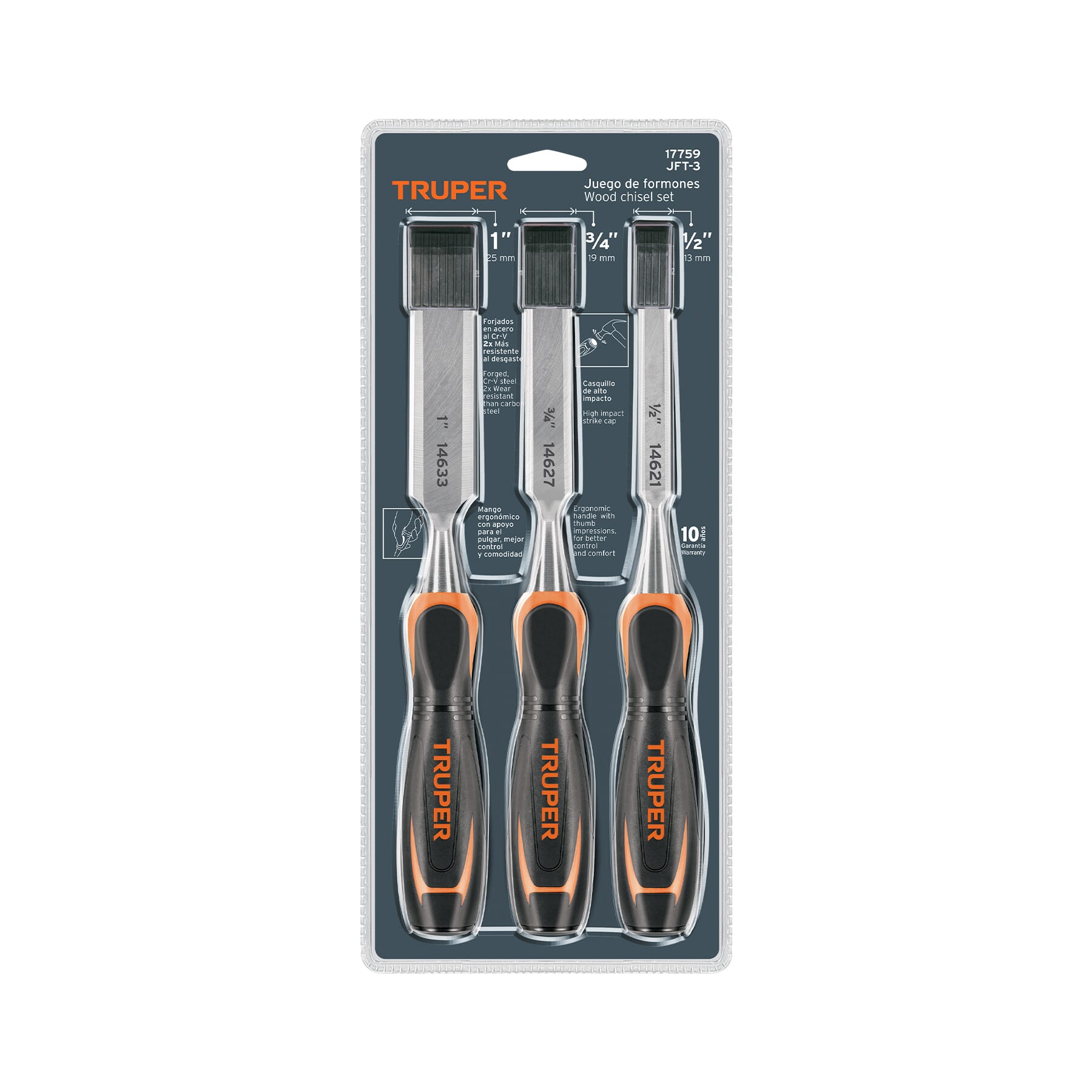 Truper Wood Chisel Set 3 Piece 1/2" 3/4" 1" 17759