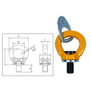 ITM G80 Lifting Point-Swivel Eye Bolt-M16-1.5T