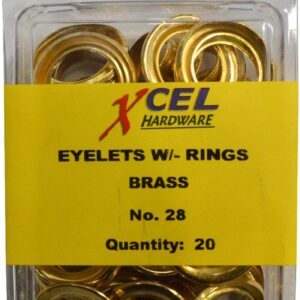 Xcel Eyelets - Brass with Rings 20-pce #28B 12.70mm