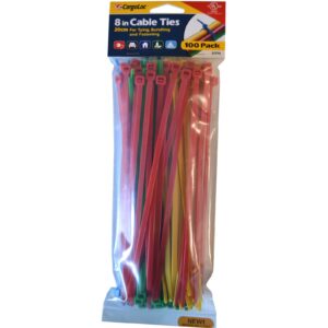 Cargoloc Cable Ties Assorted Colours 100-pce 50lb Capacity #32596 200mm