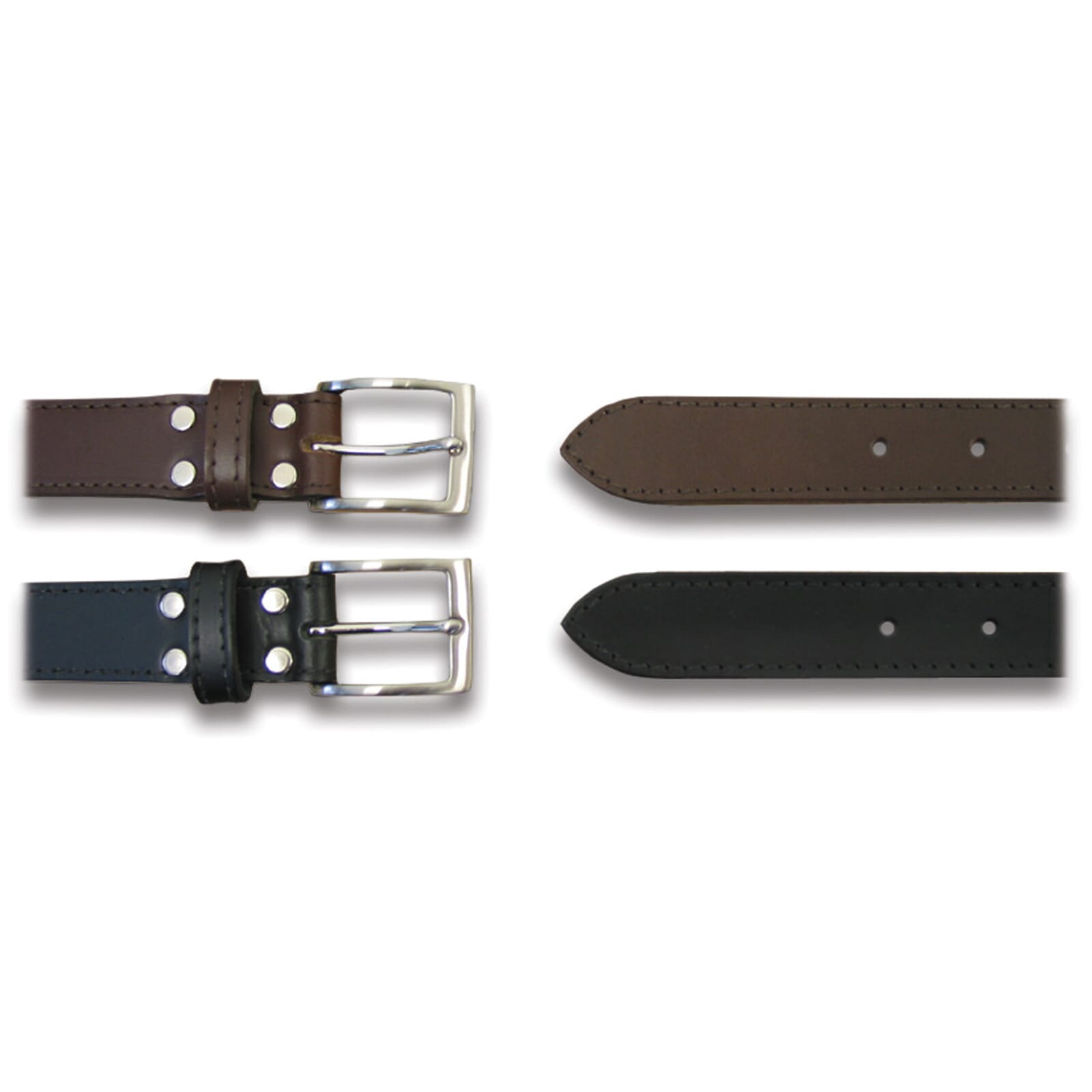 Taurus Tough Full Leather Dress Belt with Half Buckle 2 Leather Loops 35 mm x 95 cm Brown