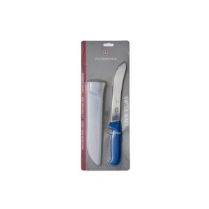 Victorinox Boning Knife Stiff Curved Wide Blade Blue Handle 5.7602.18 with sheath
