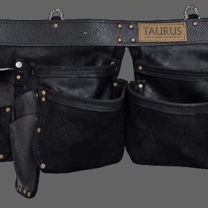 Taurus Tough Full Leather Split Leg Tool Belt Apron 4-Pocket Black