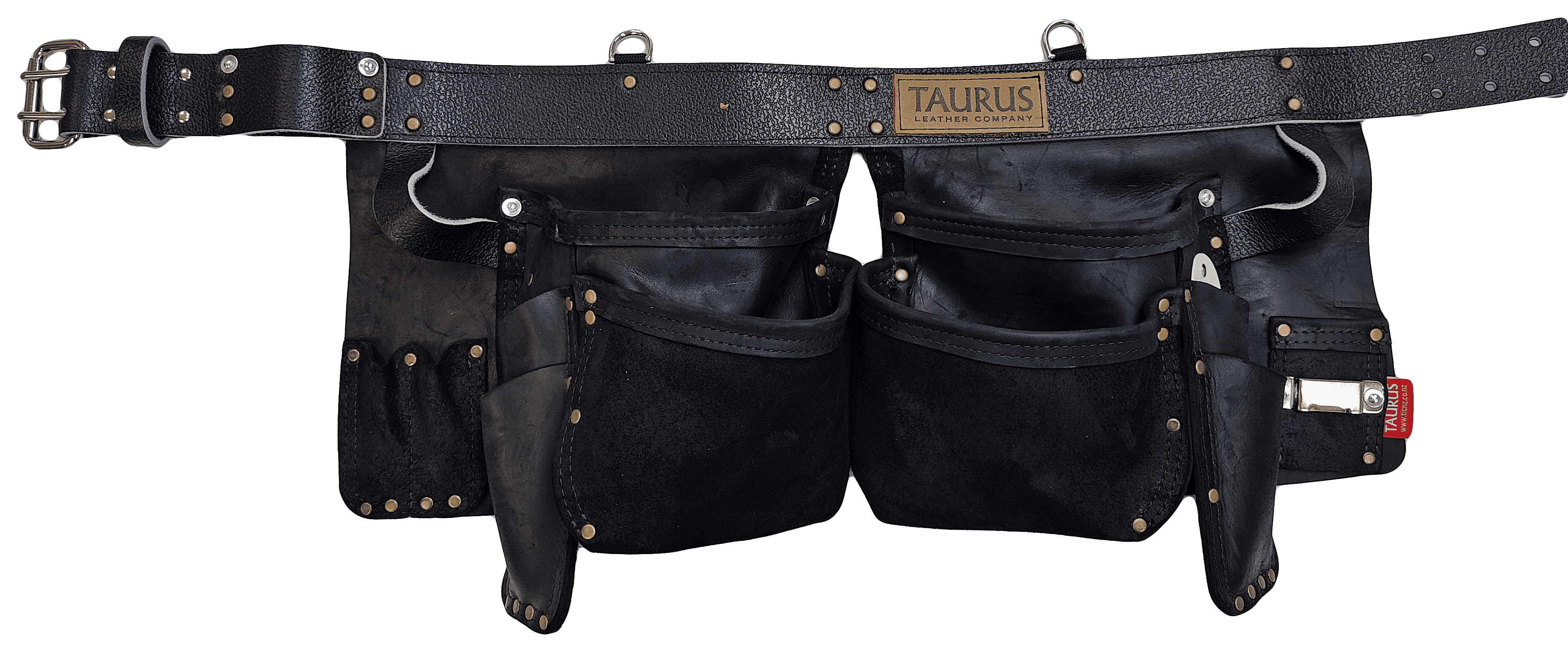 Taurus Tough Full Leather Split Leg Tool Belt Apron 4-Pocket Black