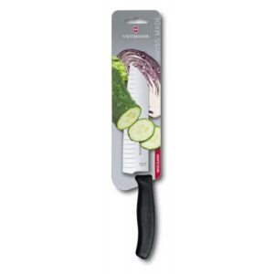 Victorinox Swiss Classic Fluted Santoku Knife 17 cm Black Blister Pack