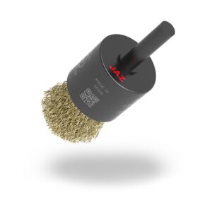Jaz End Brush 26mm x 30mm x 0.3mm - 6mm Shank - Brass Coated Steel Loose- Round Cut (BRUE-2602)