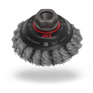 Jaz Bevelled Brush High Speed Twist Knot 120mm x 26mm x 0.5mm - M14 x 2 - Grey Steel Wire (BRUH-120)