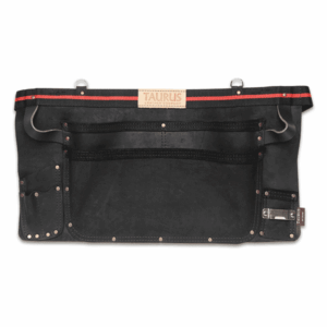 Taurus Tough Full Leather/Nylon Carpenter Tool Belt Apron 3-Pocket Black