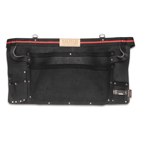 Taurus Tough Full Leather/Nylon Carpenter Tool Belt Apron 3-Pocket Black