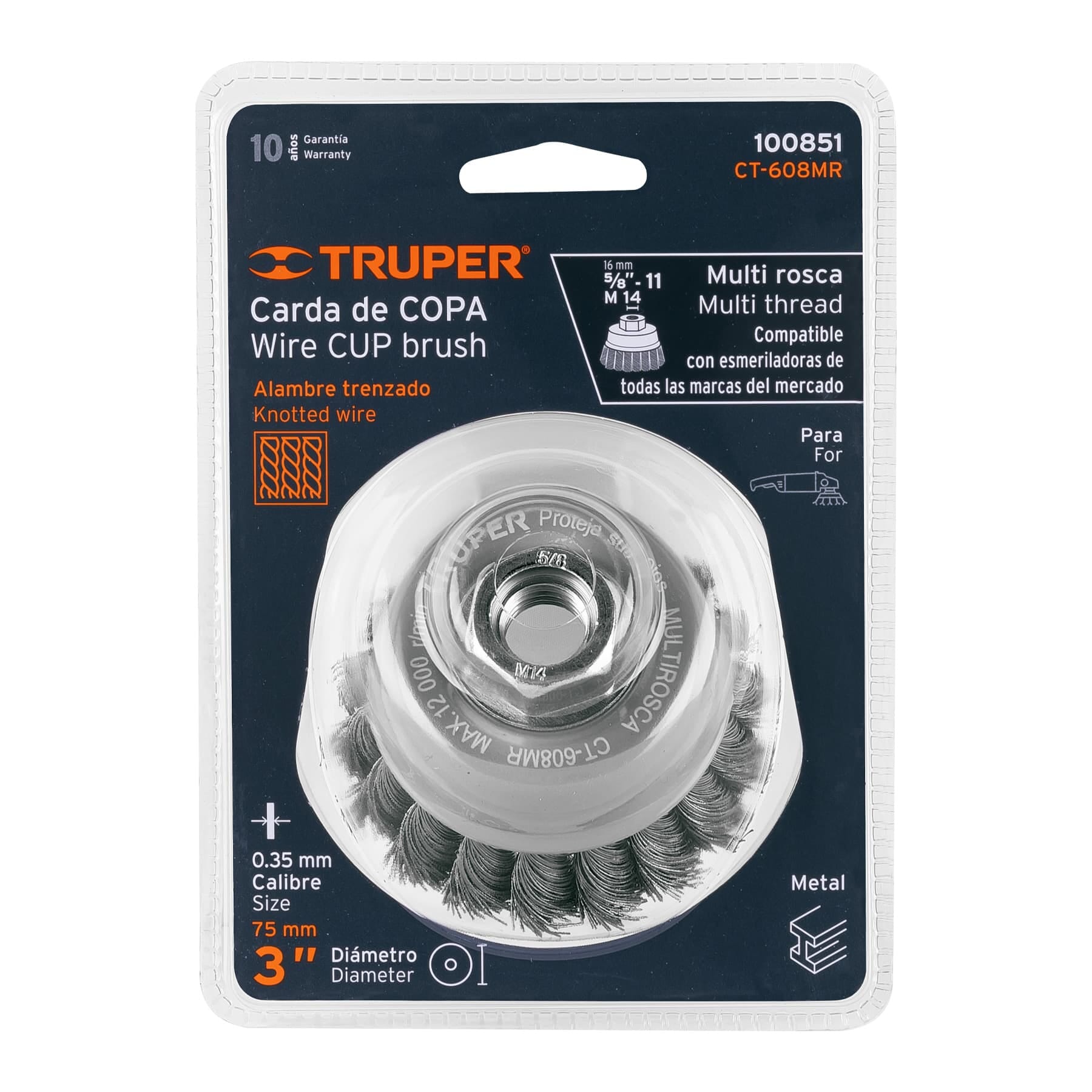 Truper Wire Cup Brush Twisted with Multi Thread 75mm 100851