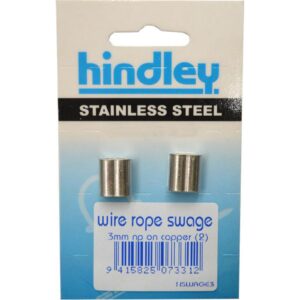 Hindley Wire Rope Swages NP on Copper 2-pce 3mm Carded