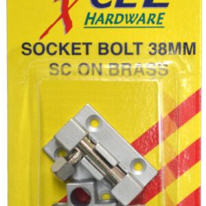 Xcel Socket Bolts Satin Chrome On Brass 38mm Carded
