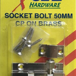 Xcel Socket Bolt - CP on Brass 50mm Carded