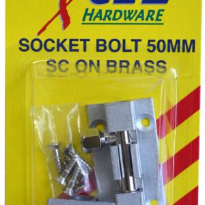 Xcel Socket Bolts Satin Chrome On Brass 50mm Carded