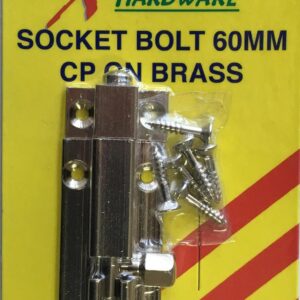 Xcel Socket Bolt - CP on Brass 60mm Carded