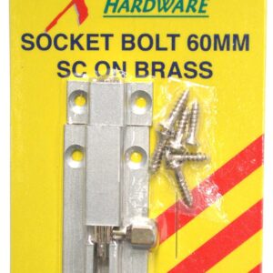 Xcel Socket Bolts Satin Chrome On Brass 60mm Carded