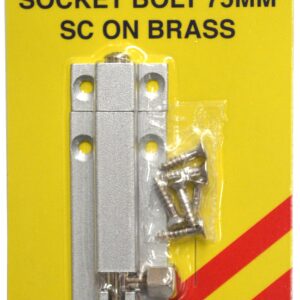 Xcel Socket Bolts Satin Chrome On Brass 75mm Carded