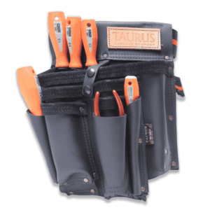 Taurus Tough Full Leather/Nylon Linesman Tool Belt Apron Black