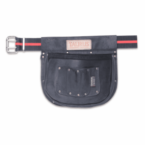 Taurus Tough Full Leather Nail Bag 3-Pocket Black