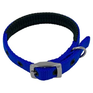 Taurus Tough Nylon Dog Collar Air-Cushioned PU Padded 16 mm x 405 mm Blue