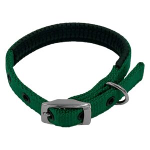 Taurus Tough Nylon Dog Collar Air-Cushioned PU Padded 16 mm x 405 mm Green