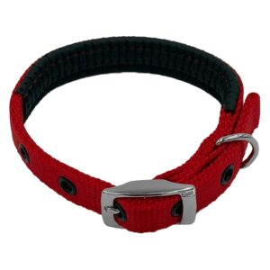 Taurus Tough Nylon Dog Collar Air-Cushioned PU Padded 16 mm x 405 mm Red