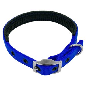 Taurus Tough Nylon Dog Collar Air-Cushioned PU Padded 19 mm x 485 mm Blue