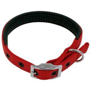 Taurus Tough Nylon Dog Collar Air-Cushioned PU Padded 19 mm x 485 mm Red